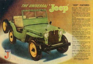 1945333jeepad Στην διάρκεια 1941-1945 η Willys-Overland σε συνεργασία με την Ford κατασκεύασαν περισσότερα από 680.000 αυτοκίνητα τα οποία υπηρέτησαν στον Β’ Παγκόσμιο Πόλεμο.