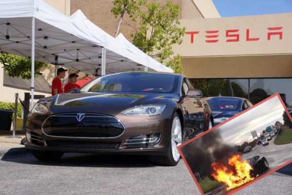 Tesla Model S on fire
