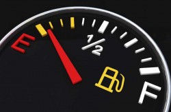 fuel gauge showing and empty tank