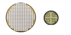 Toyota semiconductor tech - (L) Silicon and (R) SiC power semiconductor wafers