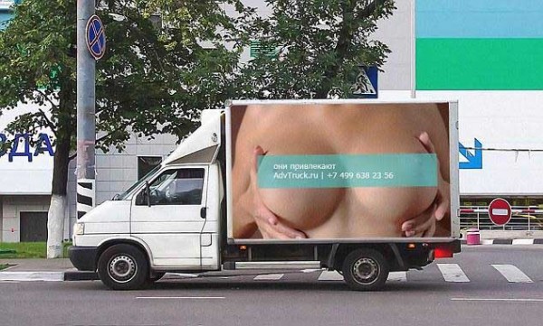Truck in Russia with advert
