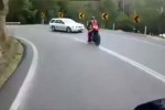 Biker Hits Car Under Braking