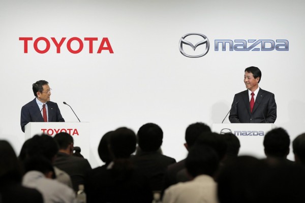 Toyota Motor Corp. President Akio Toyoda And Mazda Motor Co. President Masamichi Kogai Joint News Conference