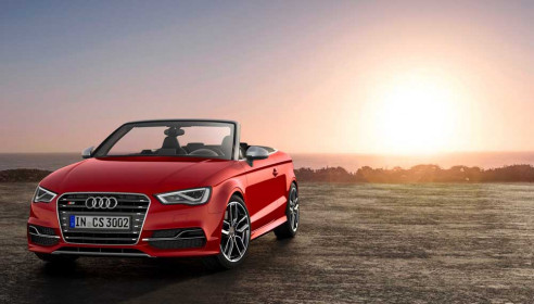 Standaufnahme    Farbe:  Misanorot    </br><font size="2"><b>Verbrauchsangaben Audi S3 Cabriolet:</b></br>Kraftstoffverbrauch kombiniert in l/100 km: 7,1; CO2-Emission kombiniert in g/km: 165</font>