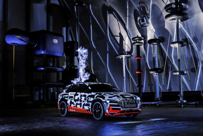 Audi e-tron prototype at the high-voltage test bay in Berlin