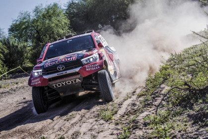 Nasser Al-Attiyah (QAT) of Toyota Gazoo Racing SA races during stage 13 of Rally Dakar 2018 from San Juan to Cordoba, Argentina on January 19, 2018. // Flavien Duhamel/Red Bull Content Pool // P-20180119-00877 // Usage for editorial use only // Please go to www.redbullcontentpool.com for further information. //