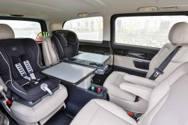 Fahrvorstellung Sylt 2014; Die neue Mercedes-Benz V-Klasse – V 250 BlueTEC, AVANTGARDE, Exterieur, cavansitblau metallic, The new Mercedes-Benz V-Class – V 250 BlueTEC, Exterior, cavansite blue metallic, AVANTGARDE, The new Mercedes-Benz V-Class – Interior, silk beige nappa leather, high-gloss dark anthracite wood-look ebony trim
