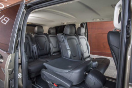 Fahrvorstellung Sylt 2014. Die neue Mercedes-Benz V-Klasse – V 250 BlueTEC, Exterieur, indiumgrau metallic, Interieur, Leder Lugano schwarz, Zierelemente Wellenoptik, anthrazit, matt. The new Mercedes-Benz V-Class – V 250 BlueTEC, Exterior, indium grey metallic. The new Mercedes-Benz V-Class – Interior, black Lugano leather, matt anthracite wave-look trim