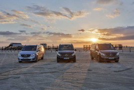 Fahrvorstellung Sylt 2014. Die neue Mercedes-Benz V-Klasse – V 250 BlueTEC, Exterieur, indiumgrau metallic, Interieur, Leder Lugano schwarz, Zierelemente Wellenoptik, anthrazit, matt. The new Mercedes-Benz V-Class – V 250 BlueTEC, Exterior, indium grey metallic. The new Mercedes-Benz V-Class – Interior, black Lugano leather, matt anthracite wave-look trim