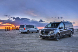 Fahrvorstellung Sylt 2014. Die neue Mercedes-Benz V-Klasse – V 250 BlueTEC, Exterieur, indiumgrau metallic, Interieur, Leder Lugano schwarz, Zierelemente Wellenoptik, anthrazit, matt. The new Mercedes-Benz V-Class – V 250 BlueTEC, Exterior, indium grey metallic. The new Mercedes-Benz V-Class – Interior, black Lugano leather, matt anthracite wave-look trim