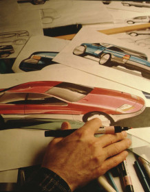 HERO-Nissan-Design-sketches-on-drafting-table-late-1980