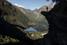 NORWAY. 2016. Geiranger.
View out the Geiranger fjord.
Photographed on assignment for Land Rover.