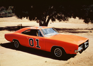 View of the 'General Lee,' the famous orange Dodge Charger emblazoned with the Confederate flag from the television series 'The Dukes of Hazzard,' August 1982. (Photo by CBS Photo Archive/Getty Images)