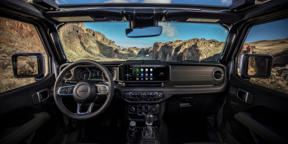 New 2024 Jeep® Wrangler High Altitude 4xe with 12-way power adjustable front seats and all-new instrument panel featuring Uconnect 5 system with best-in-class 12.3-inch touchscreen radio